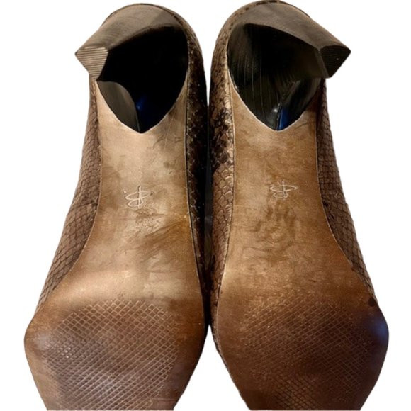 B. Makowski Nell "Snake" Embossed Leather Shoes - Brown/Tan - 9M - Picture 7 of 9